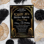 Roaring 20s Murder Mystery (Folie ook beschikbaar) Kaart<br><div class="desc">Murder Mystery Party Birthday Roaring Twenties Roaring 20s Art Deco Black Party Invitation Crime Scene Tape Murder Mystery Party Uitnodiging Mystery Dinner Party Wedding,  uitnodiging 1920s Black and gold Art nouveau bruiloft Invitation</div>