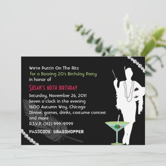 Roaring 20s Partij Uitnodiging (Staand voorkant)