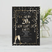 Roaring 20s Retro Gold Confetti Nieuwjaarsnacht Kaart (Staand voorkant)
