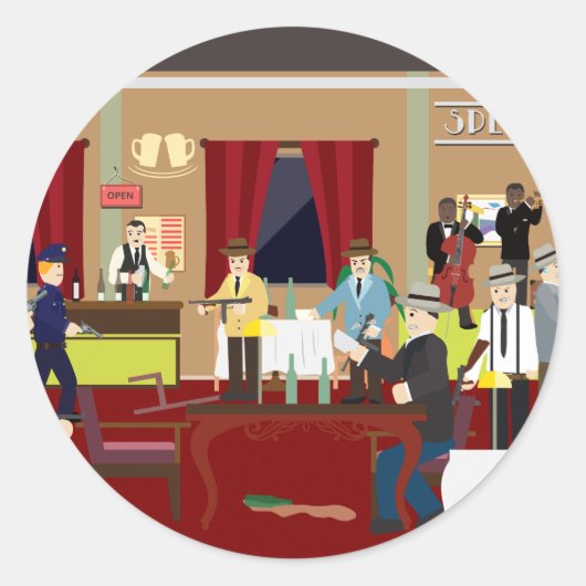 Roaring 20's Speakeasy USA (Eenvoudige geschiedeni Ronde Sticker (Voorkant)