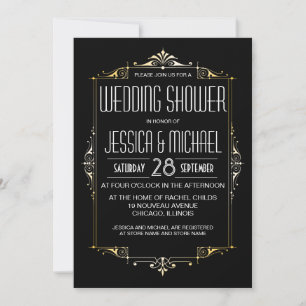 Roaring 20's Theme Wedding Shower Art Deco-stijl Kaart