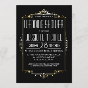 Roaring 20's Theme Wedding Shower   Art Deco-stijl Kaart