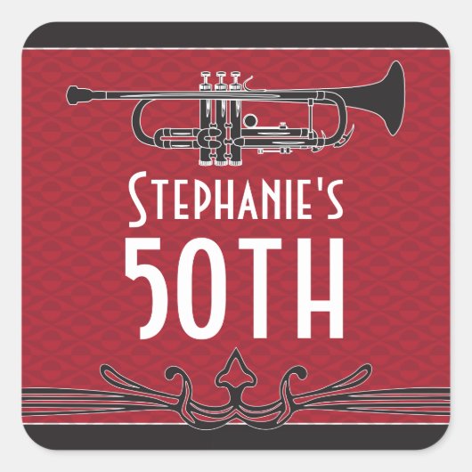 Roaring 20s Twenties Speakeasy 50e verjaardagsfees Vierkante Sticker (Voorkant)
