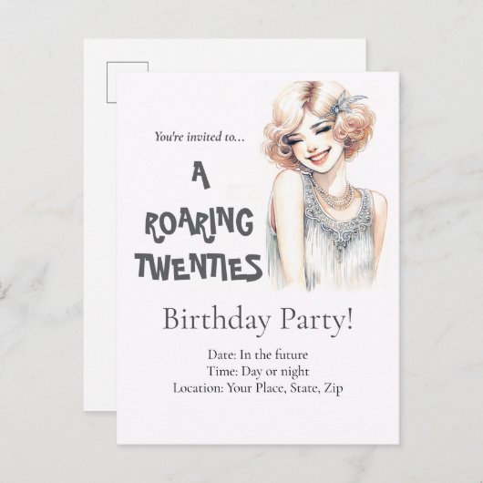 Roaring 20s verjaardagsfeestje uitnodiging Briefka (Voorkant / Achterkant)
