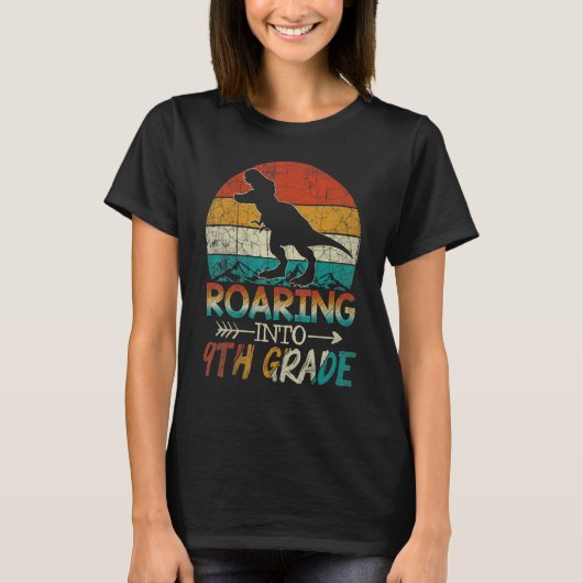 Roaring 9th Grade Dinosaur Rex Back To School Vint T-shirt (Voorkant)