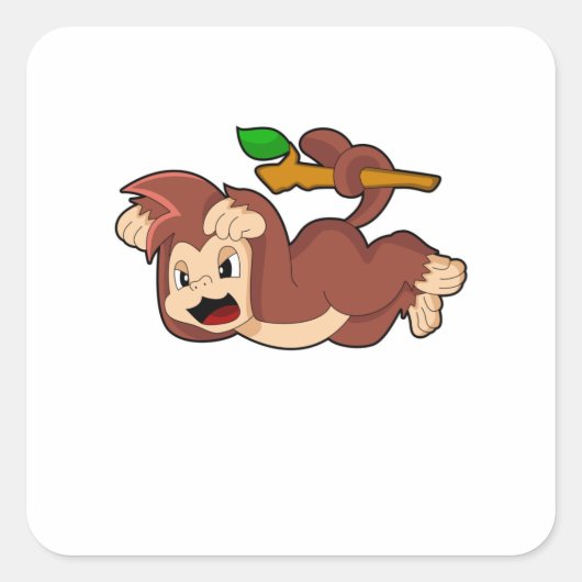 Roaring aap vierkante sticker (Voorkant)