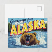 Roaring Alaska Grizzly Bear Art Briefkaart (Voorkant / Achterkant)