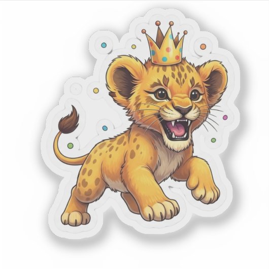Roaring Baby Lion King Verjaardag Sticker (Voorkant)