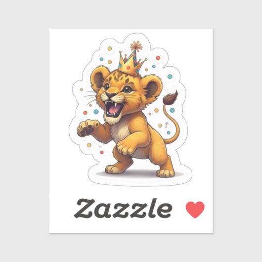 Roaring Baby Lion King Verjaardag Sticker (Vel)