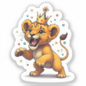 Roaring Baby Lion King Verjaardag Sticker (Voorkant)