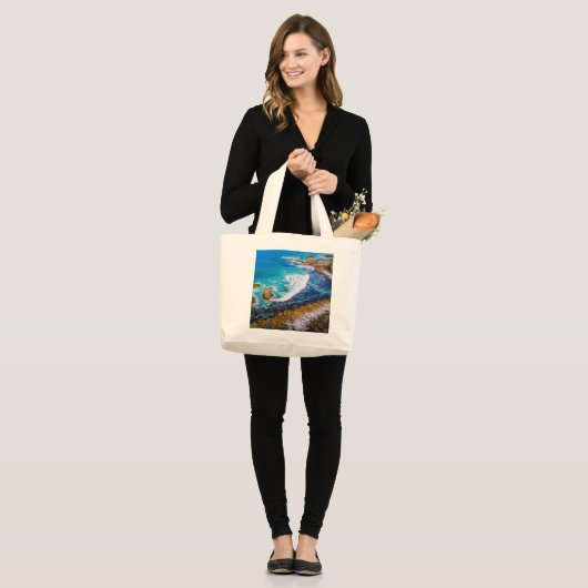 Roaring bay bij schuifpunt grote tote bag (Voorkant (model))