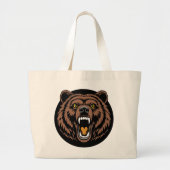 Roaring Bear Power Emblem Grote Tote Bag (Voorkant)