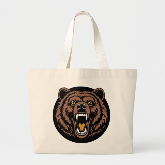 Roaring Bear Power Emblem Grote Tote Bag (Voorkant)