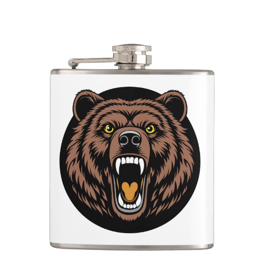 Roaring Bear Power Emblem Heupfles (Voorkant)
