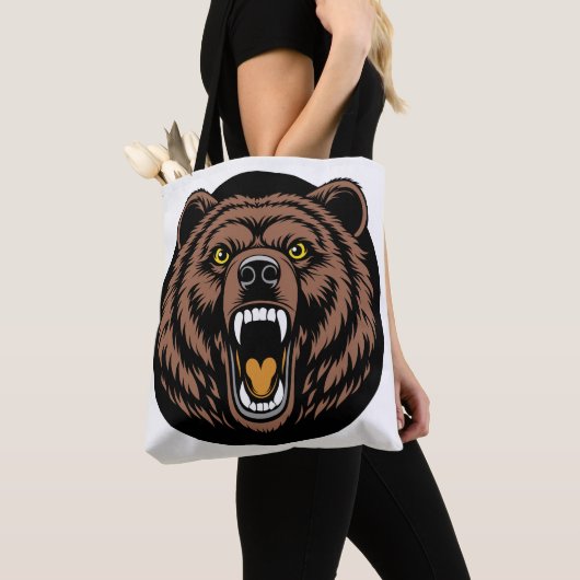 Roaring Bear Power Emblem Tote Bag (Dichtbij)