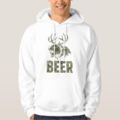 Roaring Bear With Antlers Beer Hunting Vintage Hoodie (Voorkant)