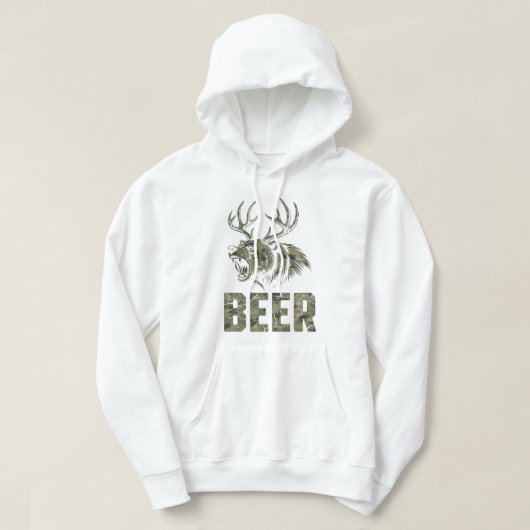 Roaring Bear With Antlers Beer Hunting Vintage Hoodie (Design voorkant)