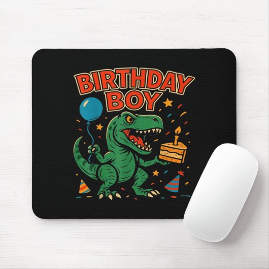 Roaring Birthday Boy Dinosaur Celebration Design _ Muismat (Met muis)