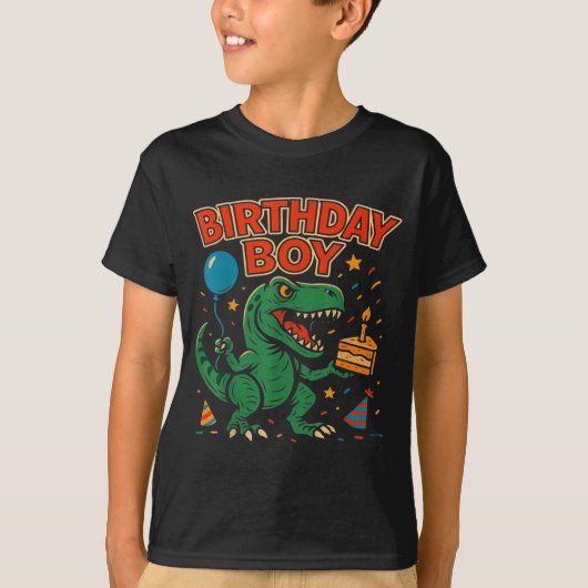 Roaring Birthday Boy Dinosaur Celebration Design _ T-shirt (Voorkant)
