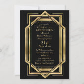 Roaring Black en Gold Art Deco Birthday Party Kaart (Voorkant)