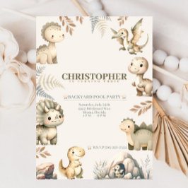 Roaring Boho Dinosaurus Thema Verjaardag Kaart