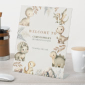 Roaring Boho Dinosaurus Thema Verjaardag Reclamebord Met Voetstuk (Insitu)