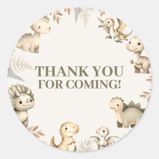 Roaring Boho Dinosaurus Thema Verjaardag Ronde Sticker (Voorkant)