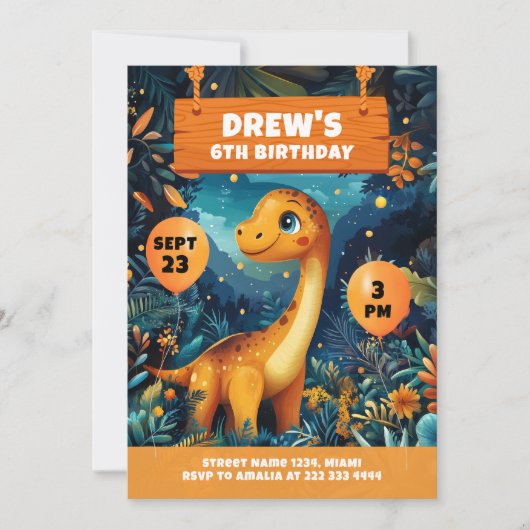 Roaring Dino Oerwoud Verjaardagsavontuur Kaart (Voorkant)