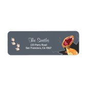 Roaring Dinosaur Baby shower Return Address Label (Voorkant)