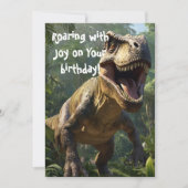 Roaring Dinosaur Birthday Green Wenskaart Kaart (Voorkant)