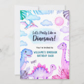 Roaring Dinosaur Birthday Invitation Kaart (Voorkant)