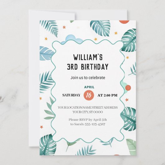 Roaring Dinosaur Birthday Invitation Kaart (Achterkant)