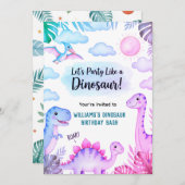 Roaring Dinosaur Birthday Invitation Kaart (Voorkant / Achterkant)