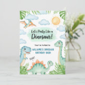 Roaring Dinosaur Birthday Kaart (Staand voorkant)