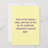 Roaring Dinosaur Boys Verjaardagsfeestje Uitnodigi Kaart (Achterkant)