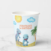 "Roaring Dinosaur Party | Boys Birthday Papieren Bekers (Achterkant)