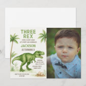 Roaring Dinosaur Verjaardag Uitnodigingen met foto (Voorkant / Achterkant)