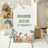 Roaring Dinosaur verjaardagsfeestje Cadeaulabel
