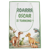 Roaring Dinosaur verjaardagsfeestje Medium Cadeauzakje (Voorkant)