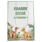 Roaring Dinosaur verjaardagsfeestje Medium Cadeauzakje (Achterkant)