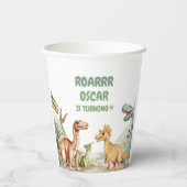 Roaring Dinosaur verjaardagsfeestje Papieren Bekers (Achterkant)