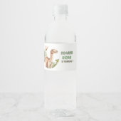 Roaring Dinosaur verjaardagsfeestje Waterfles Etiket (Voorkant)