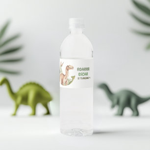 Roaring Dinosaur verjaardagsfeestje Waterfles Etiket