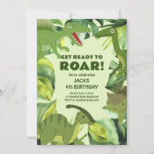 Roaring Dinosaurs Verjaardag Kaart (Voorkant)