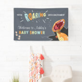 Roaring Dinosaurus Baby shower Dino Achtergrond Ba Spandoek (Insitu)
