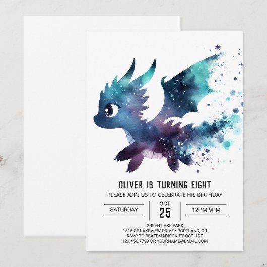 Roaring Dragon Birthday Custom Kaart (Voorkant / Achterkant)