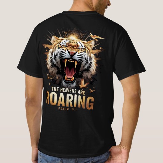 Roaring Faith Psalm 19:1 Tiger Christian Graphic T-shirt (Achterkant)
