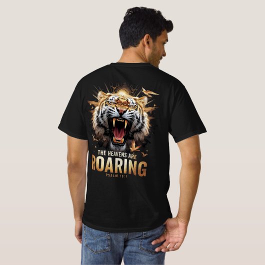 Roaring Faith Psalm 19:1 Tiger Christian Graphic T-shirt (Achterkant volledig)