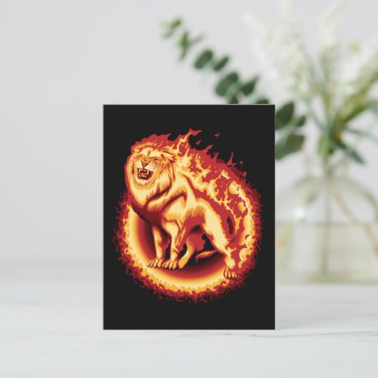 Roaring Fire Lion Briefkaart (Staand voorkant)