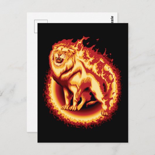 Roaring Fire Lion Briefkaart (Voorkant / Achterkant)